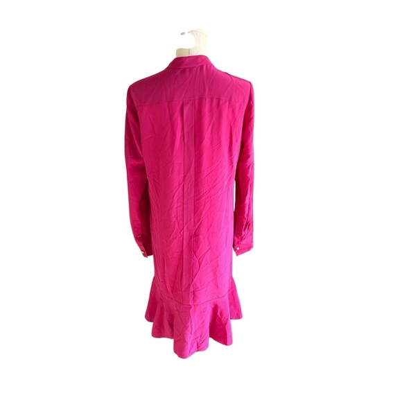 Tory Burch - Jane Ruffle Silk Fuchsia Long Sleeve Dress Sz 4 - Picture 8 of 11